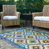 Lhasa royal blue and chocolate brown rug – lifestyle setting – 180x120cm – buy in Australia