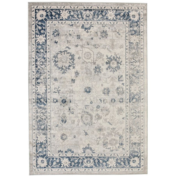 Lupin Navy and White Traditional Distressed Rug
