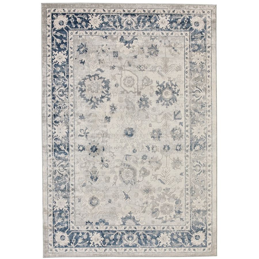 Lupin Navy and White Traditional Distressed Large Rug