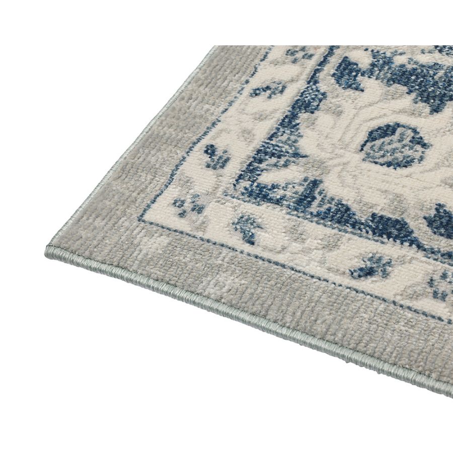 Lupin Navy and White Traditional Distressed Extra Large Rug
