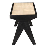 Byron Black 2 Seater Mango Wood Rattan Bench - Fab Habitat , Benches, 