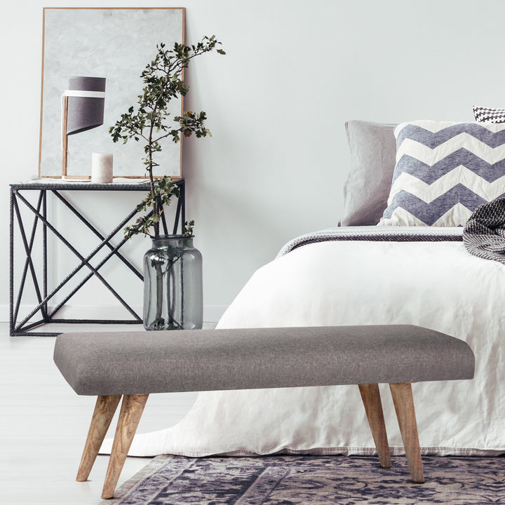 Celeste Grey Upholstered Indoor Seating Bench - 117 Cm - Fab Habitat , Benches, [product_size],