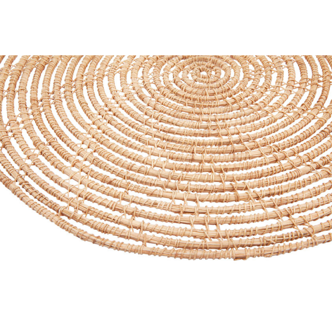 Set Of 4 Magpie 38 cm Palm Fibre Handmade Round Placemat - Fab Habitat , Placemats, 