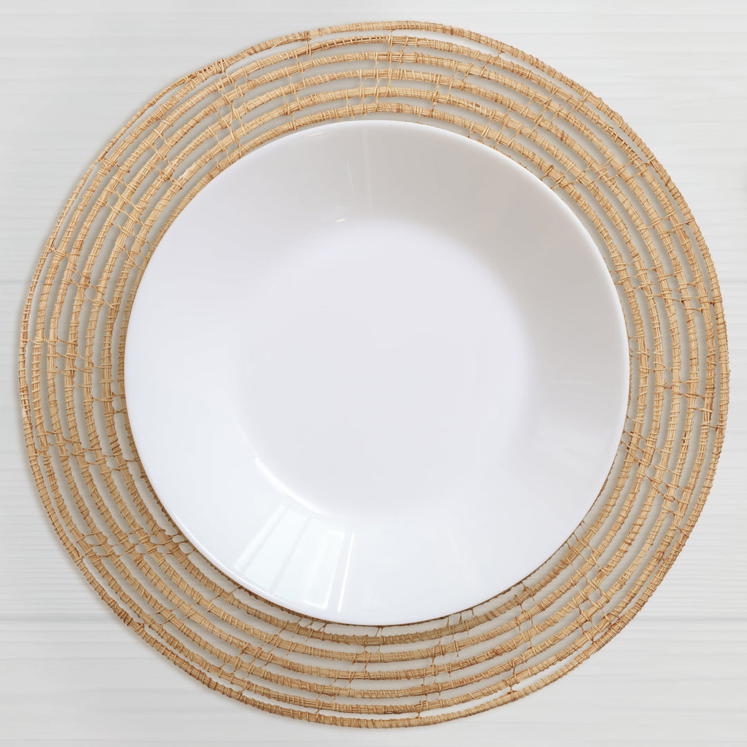 Set Of 4 Magpie 38 cm Palm Fibre Handmade Round Placemat - Fab Habitat , Placemats, [product_size],