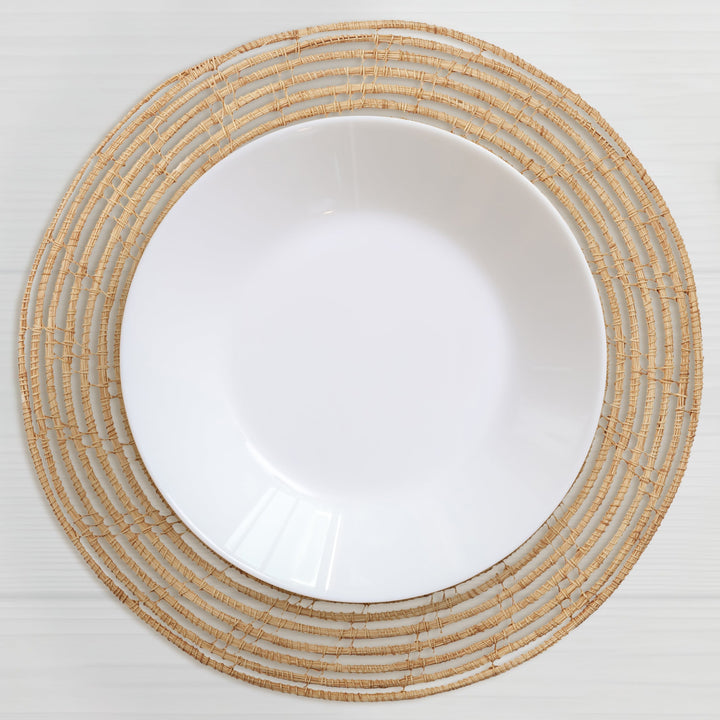 Set Of 4 Magpie 38 cm Palm Fibre Handmade Round Placemat - Fab Habitat , Placemats, [product_size],