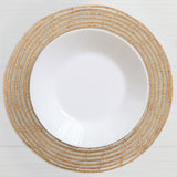 Set Of 4 Magpie 38 cm Palm Fibre Handmade Round Placemat - Fab Habitat , Placemats, 