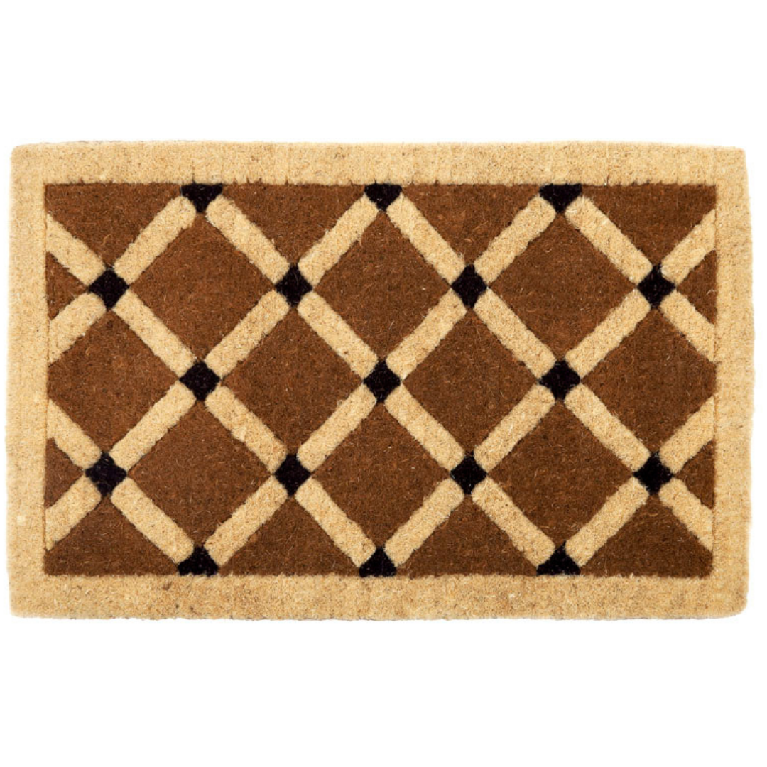 Mahi Diamond Geometrical Two Toned Thick Coir Doormat - Fab Habitat , Doormats, 