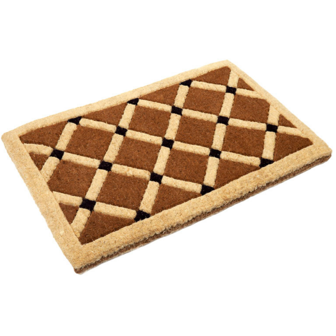 Mahi Diamond Geometrical Two Toned Thick Coir Doormat - Fab Habitat , Doormats, 