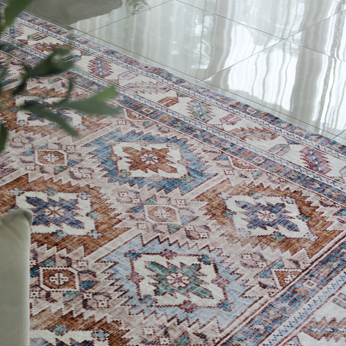 Maisha machine washable rug 150x210cm corner pattern detail - buy online Australia