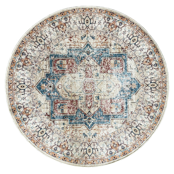 Maja Multicoloured Distressed Non-Slip Large Round Rug - Fab Habitat , Non Slip Rugs,
