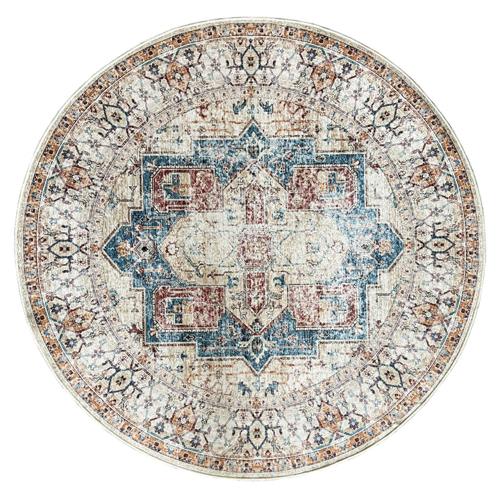 Maja Multicoloured Distressed Non-Slip Large Round Rug - Fab Habitat , Non Slip Rugs, [product_size],