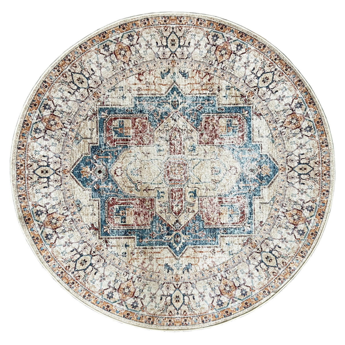 Maja Multicoloured Distressed Non-Slip Large Round Rug - Fab Habitat , Non Slip Rugs,