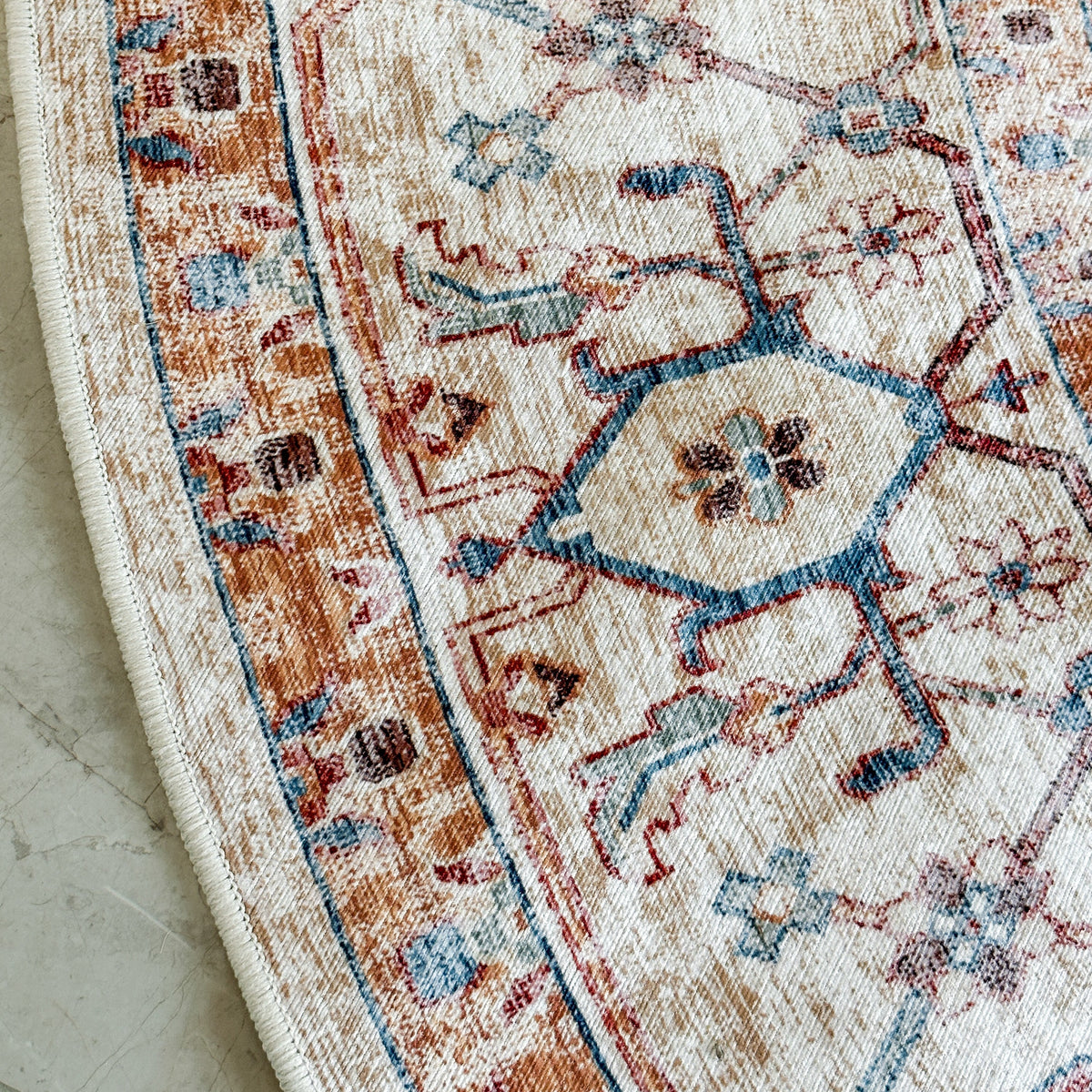 Maja Multicoloured Distressed Non-Slip Large Round Rug - Fab Habitat , Non Slip Rugs,