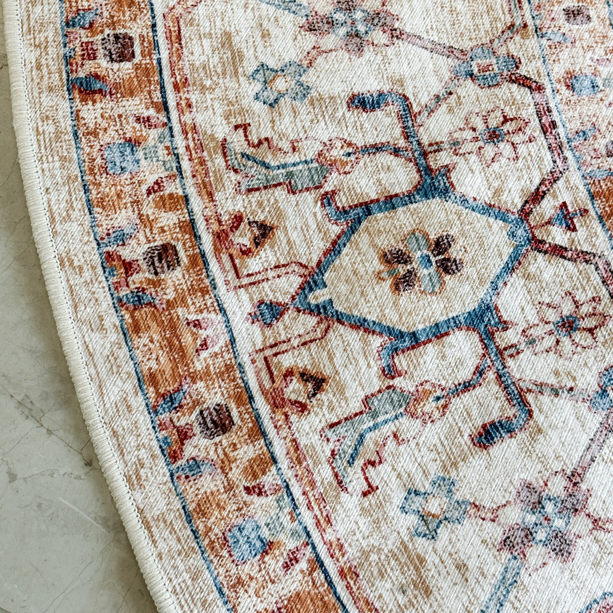 Maja Multicoloured Distressed Non-Slip Large Round Rug - Fab Habitat , Non Slip Rugs,