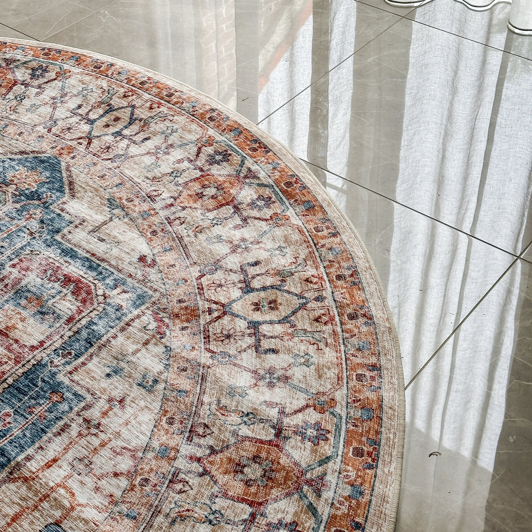 Maja Multicoloured Distressed Non-Slip Large Round Rug - Fab Habitat , Non Slip Rugs, [product_size],