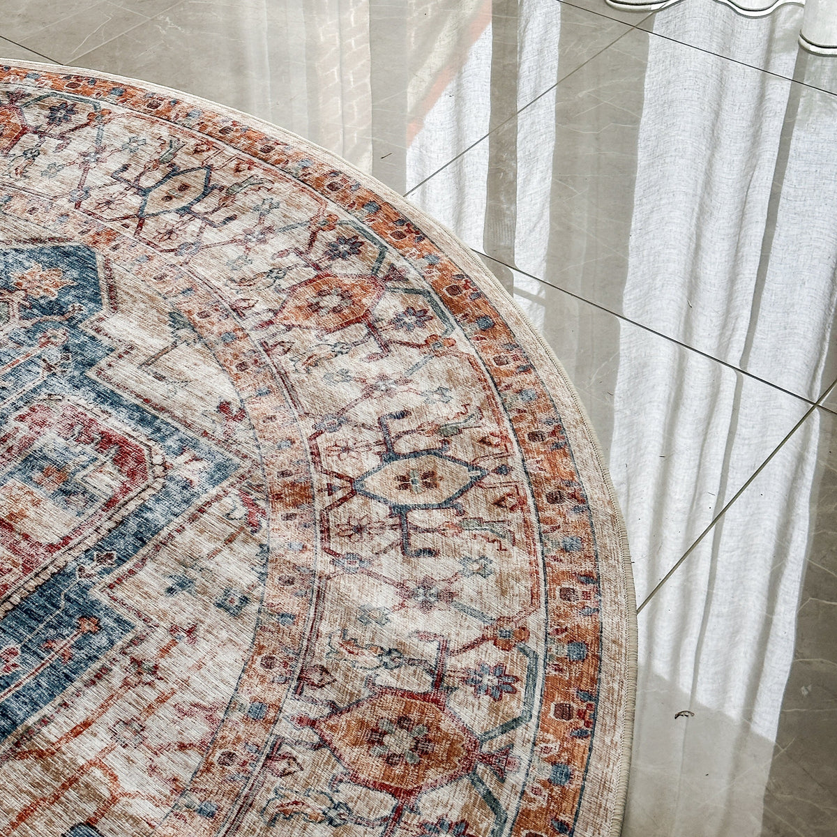 Maja Multicoloured Distressed Non-Slip Large Round Rug - Fab Habitat , Non Slip Rugs,