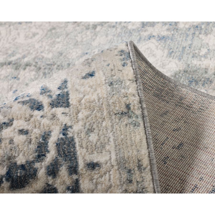 Mangan Navy and White Traditional Distressed Extra Large Rug