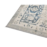 Mangan Navy and White Traditional Distressed Extra Large Rug