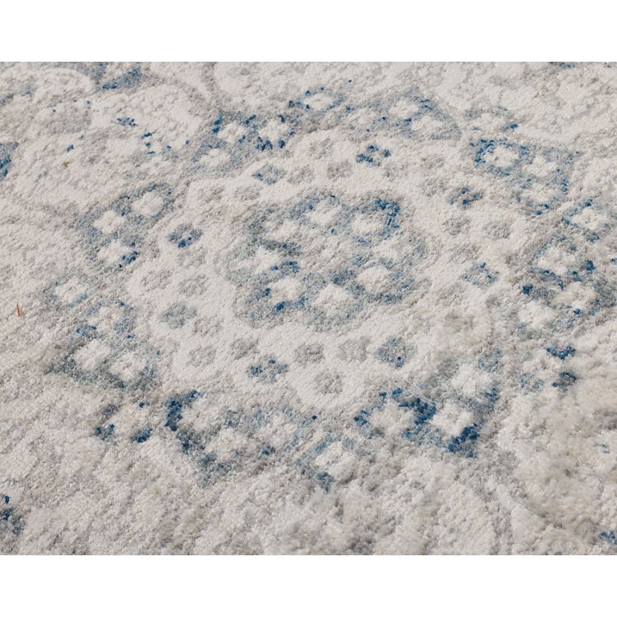 Mangan Navy and White Traditional Distressed Extra Large Rug