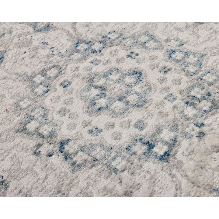 Mangan Navy and White Traditional Distressed Rug