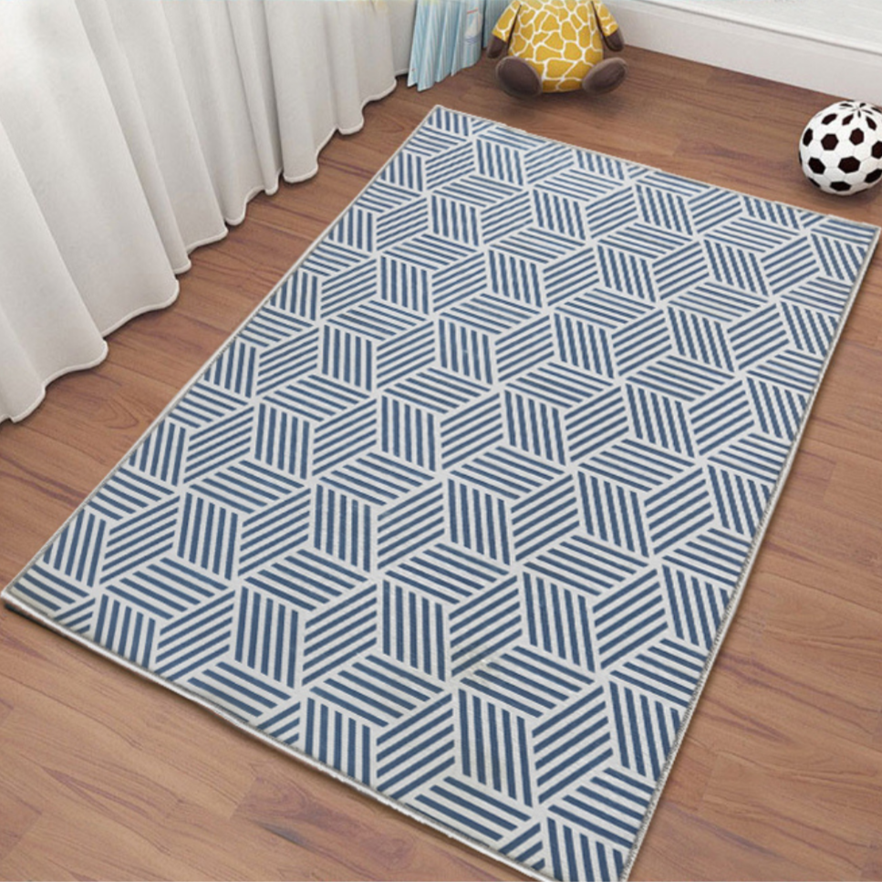 Mangy Rug Buy Mani Blue Geometrical Non Slip Rug online in Australia | Fab Habitat