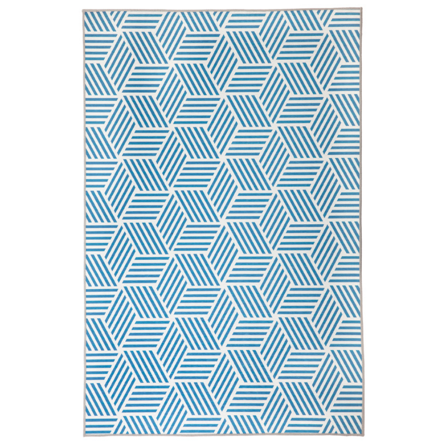 Mani Blue Geometrical Non Slip Rug - Fab Habitat , Non Slip Rugs,