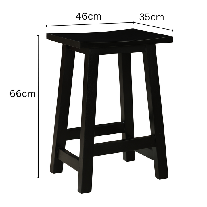 Maya stool in black mango wood – handcrafted and compact, buy online in Australia