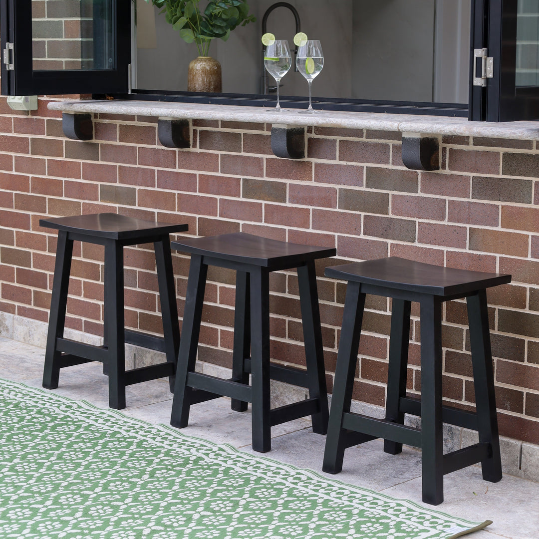 Maya black wooden stool side profile – 45cm height modern finish, buy online in Australia