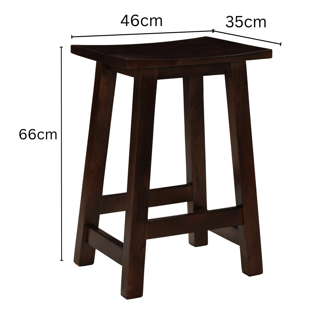 Maya stool in chocolate brown mango wood – 45x35x45cm rustic finish, buy online in Australia