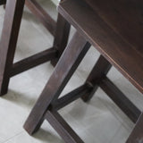 Maya dark brown stool with smooth top – compact solid wood seat, buy online in Australia