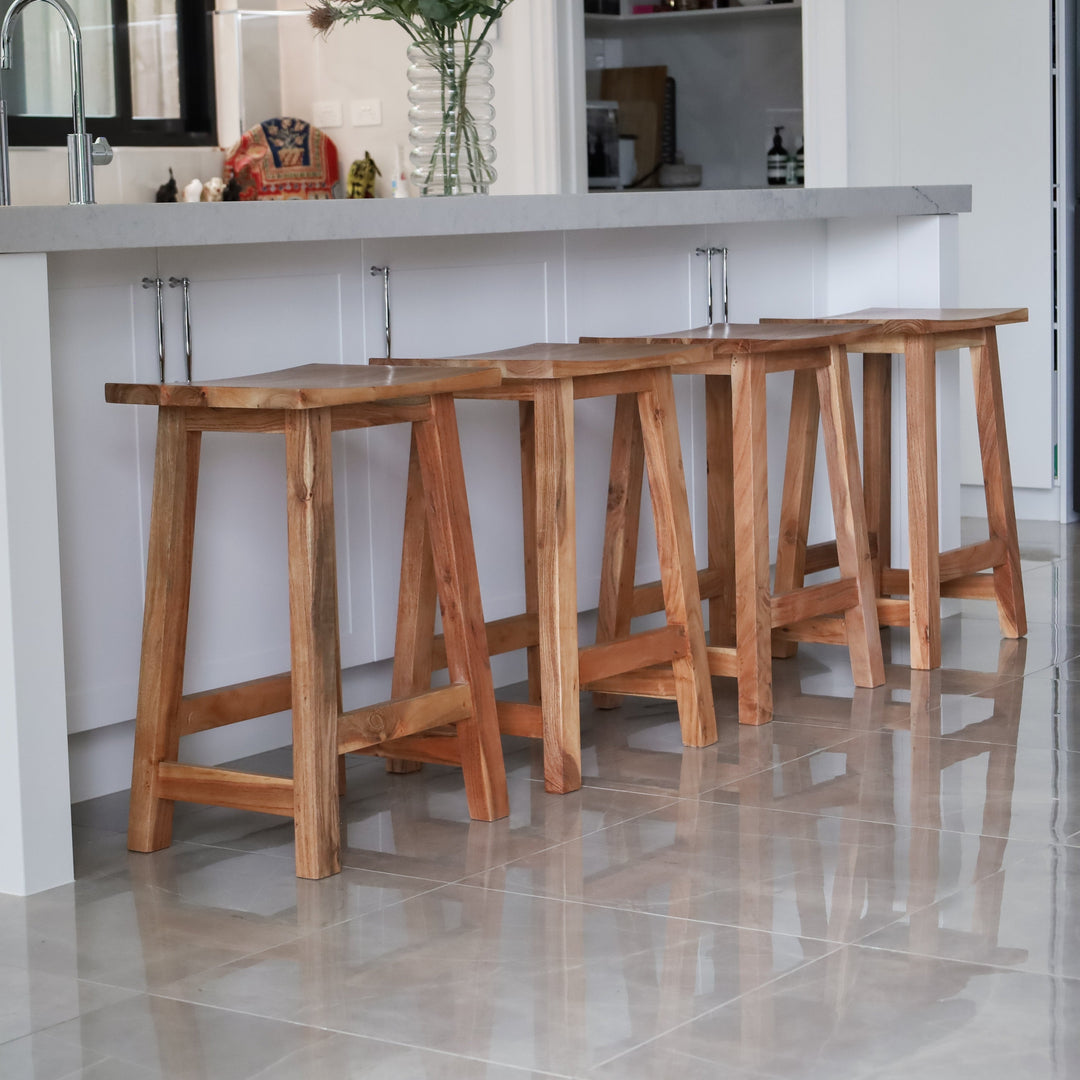 Maya natural wood stool with clean lines – 45x35x45cm, buy online in Australia