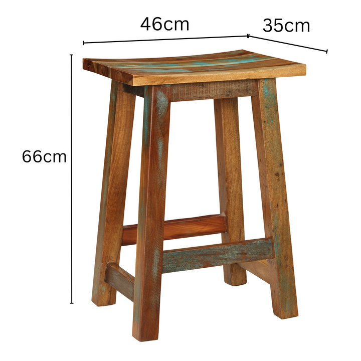 Maya reclaimed wood stool – rustic 45cm seat height, buy online in Australia