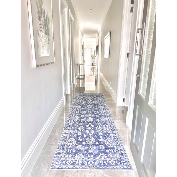 Megan Blue Machine Washable Foldable Runner Rug - Fab Habitat , Runners Rugs, 