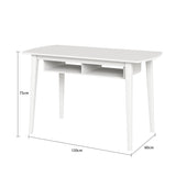 Side view of Minaxi white nightstand – minimal design 40x35x50 cm – bedside table – buy online in Australia