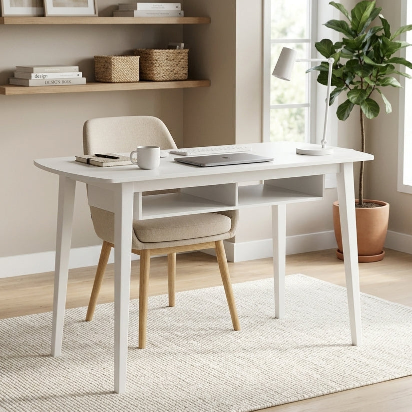 Minaxi White Modern Study Desk or Office Desk