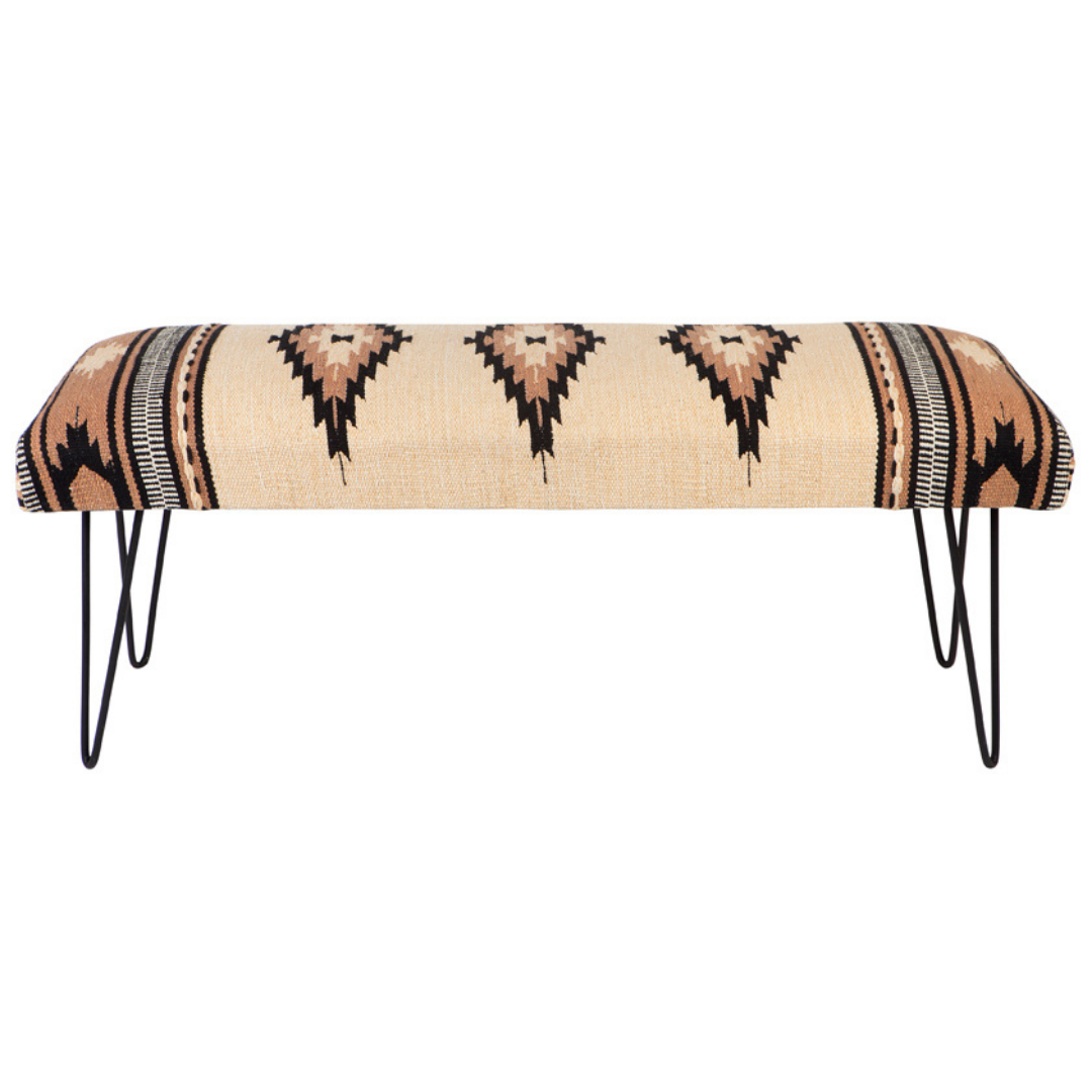 Mira Entryway Cushioned Bedroom Bench With Hair Pin Legs - 120 Cm - Fab Habitat , Benches, 