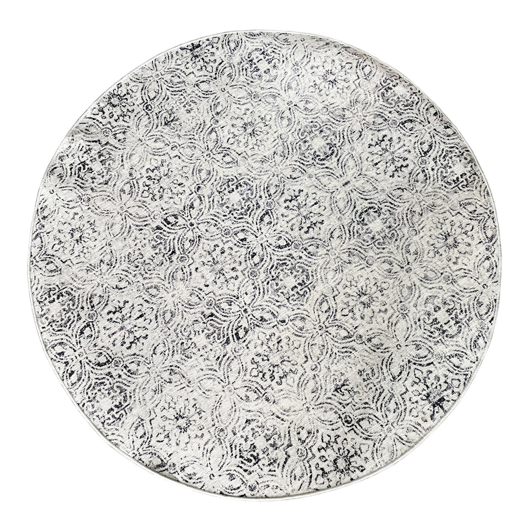 Mozaic Tiles Grey Trellis Large Non-slip Round Rug - Fab Habitat , Non Slip Rugs, 