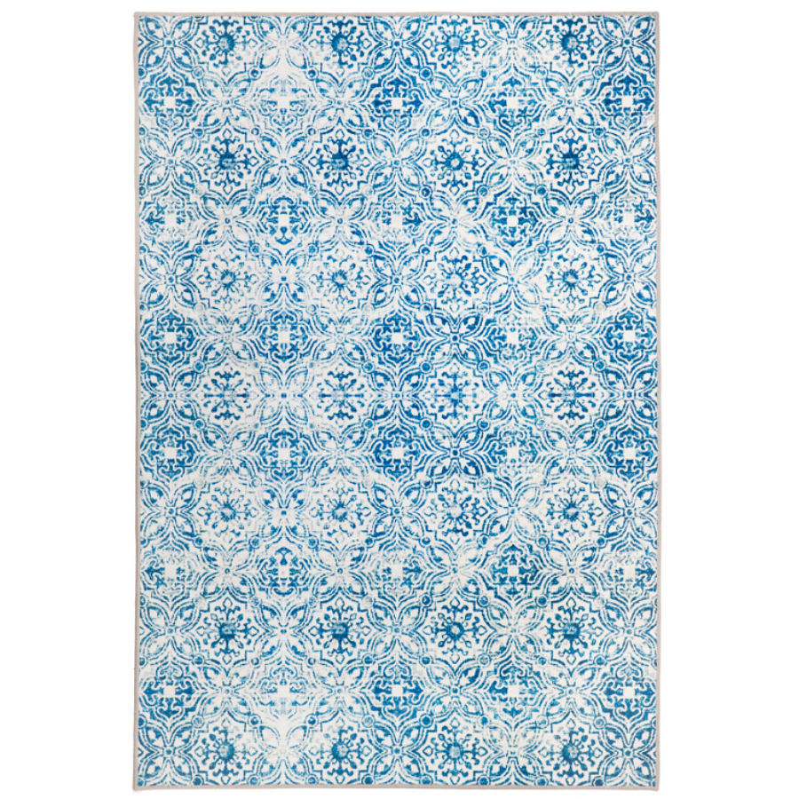Mozaic Tiles Bohemian Blue Designer Non-Slip Large Rug - Fab Habitat , Non Slip Rugs, 