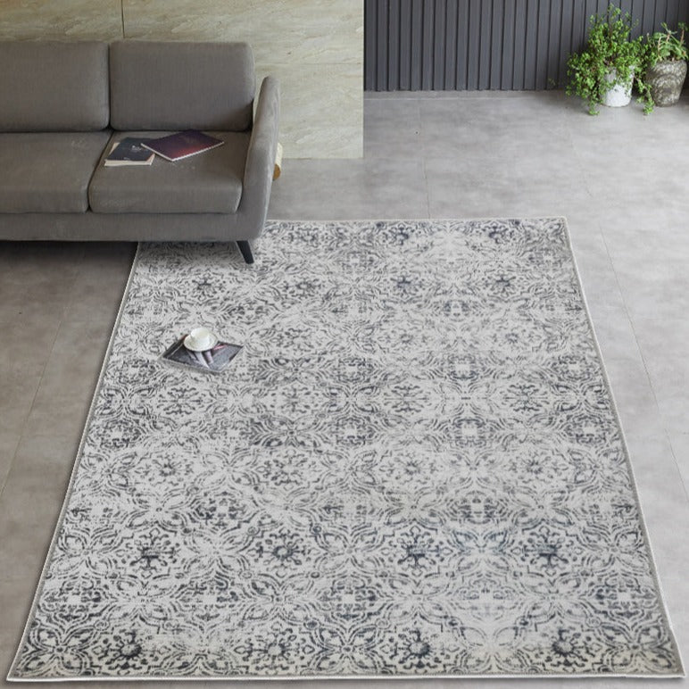 Mozaic Tiles Grey Designer Non-Slip Large Rug - Fab Habitat , Non Slip Rugs, 