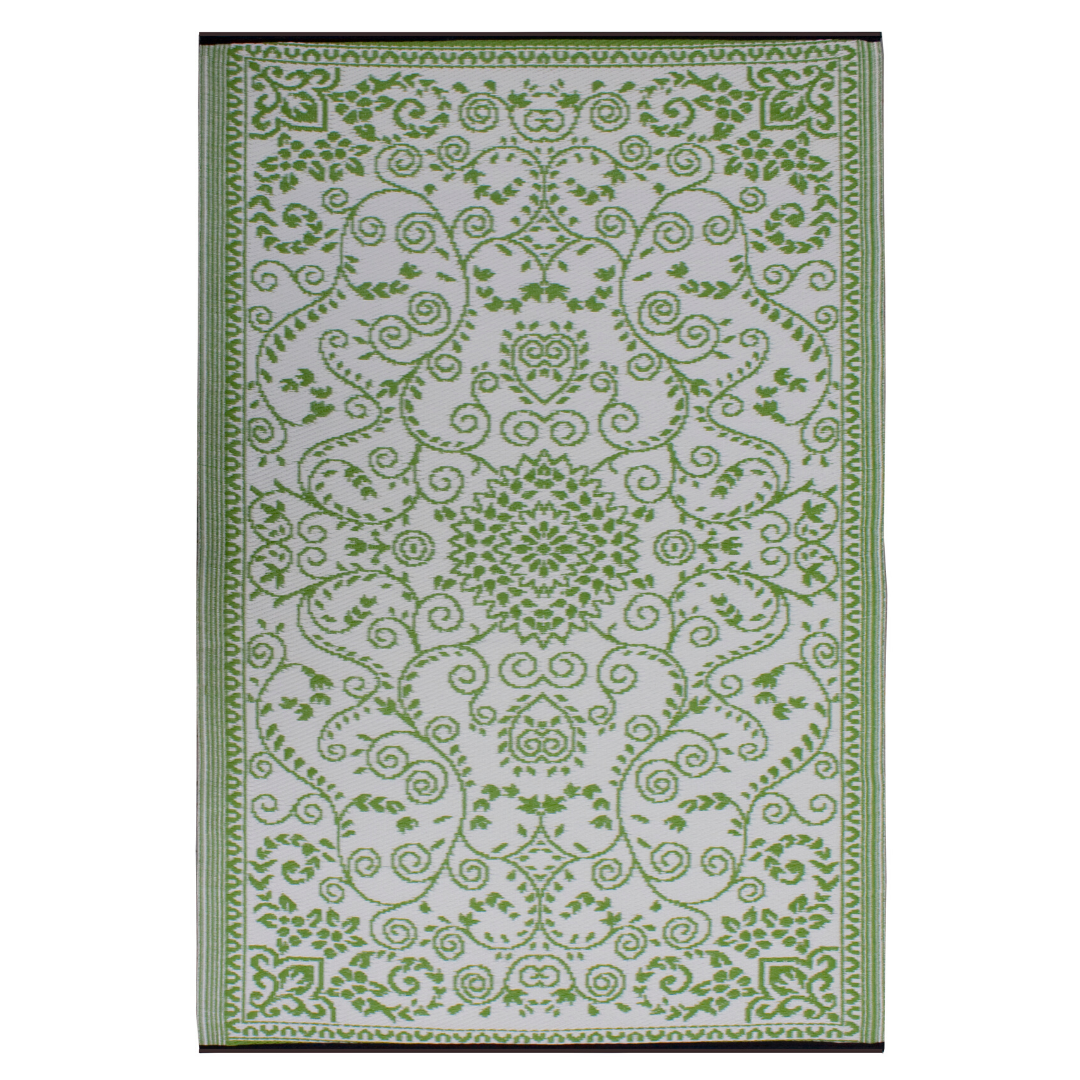 Murano Lime and Cream Traditional Reversible Large Rug - Fab Habitat , Recycled Plastic Rugs & Mats, 
