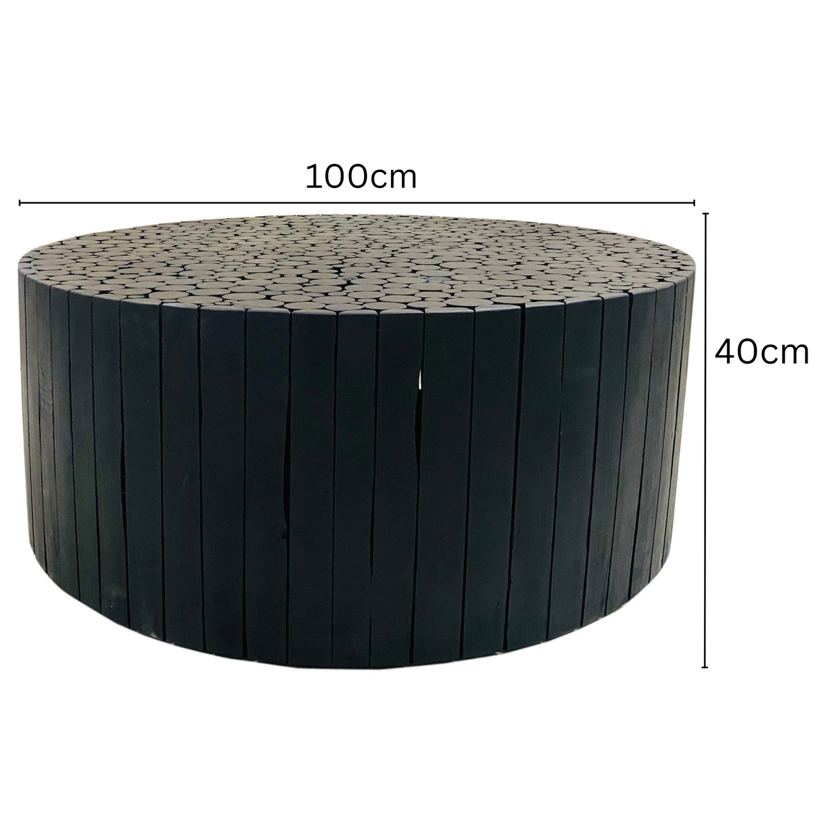 Musca black round side table – 40cm rattan accent table, buy online in Australia