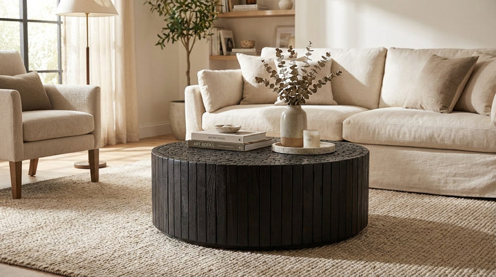 Musca Black Wooden Round Coffee Table