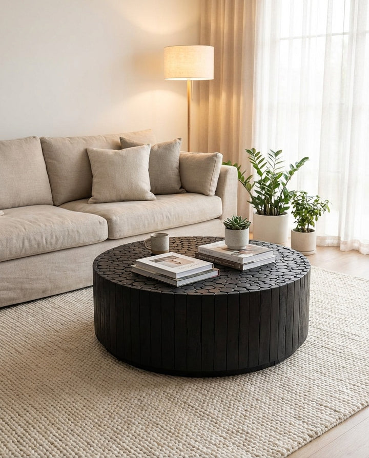 Musca Black Wooden Round Coffee Table