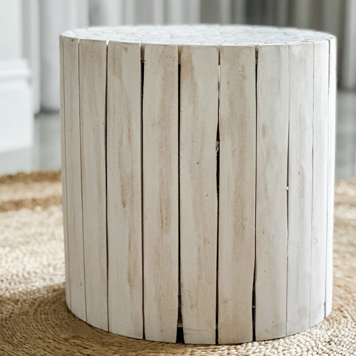 Musca Wooden White Finish Side Table - Fab Habitat , Side Tables, 