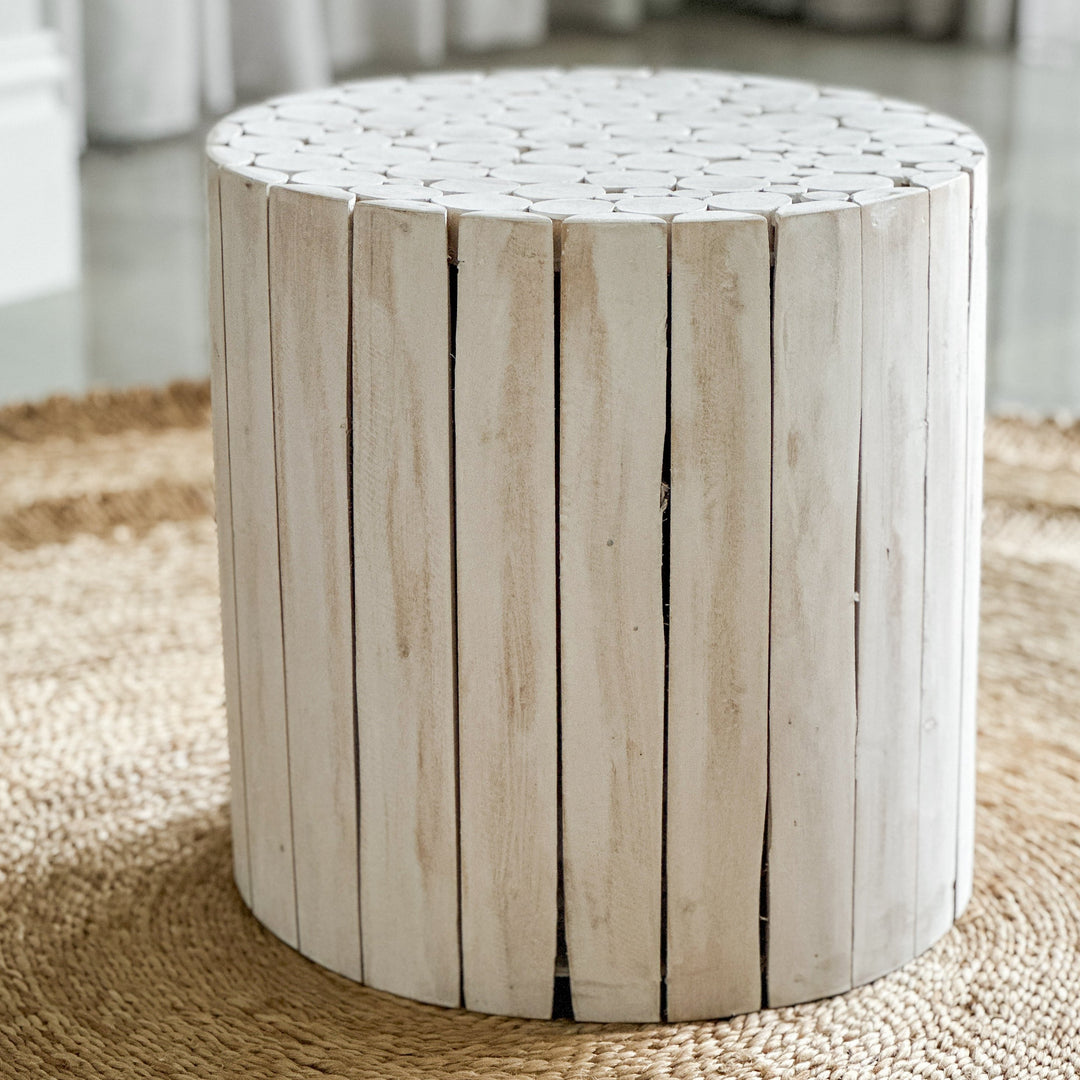 Musca Wooden White Finish Side Table - Fab Habitat
