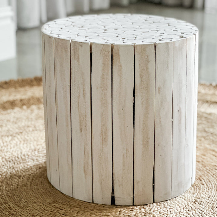 Musca Wooden White Finish Side Table - Fab Habitat