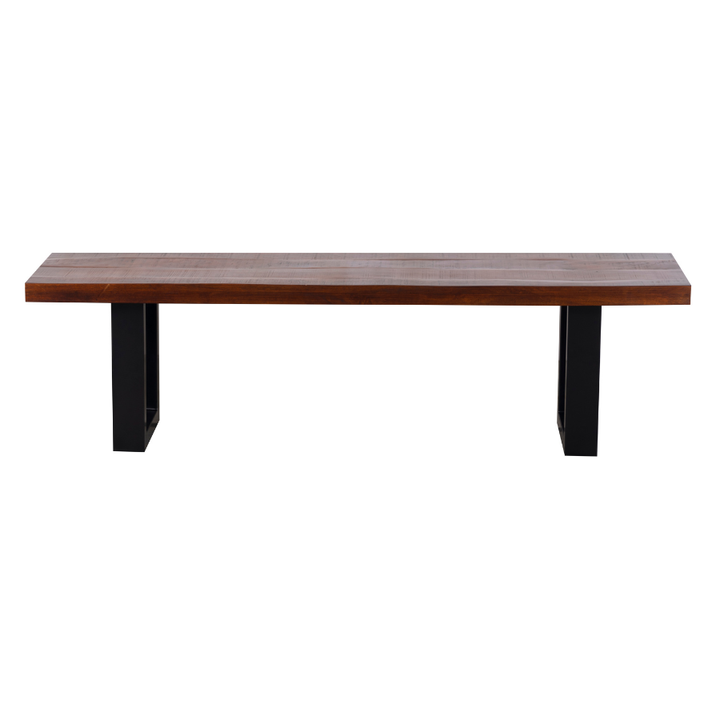 Nova Walnut 3 Seater Long Wooden Seating Bench with Metal Legs - 160 cm