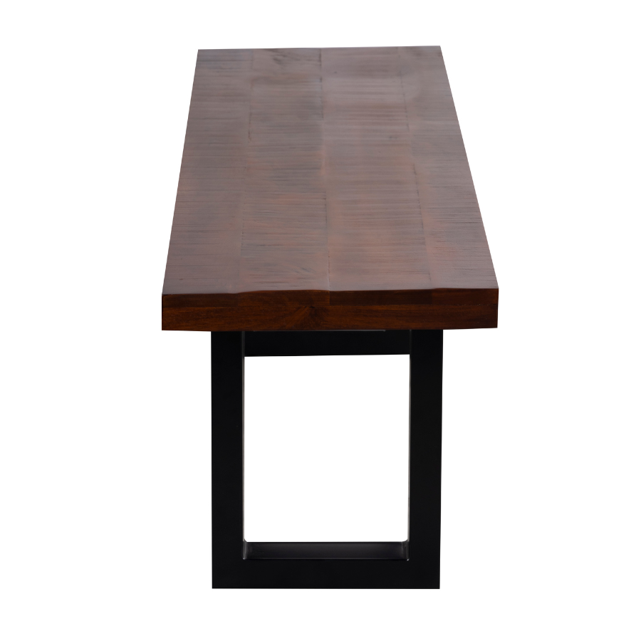 Nova Walnut 3 Seater Long Wooden Seating Bench with Metal Legs - 160 cm