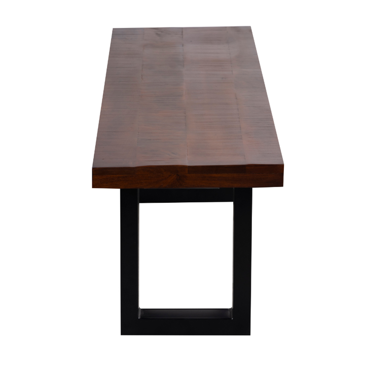 Nova Walnut 3 Seater Long Wooden Seating Bench with Metal Legs - 160 cm