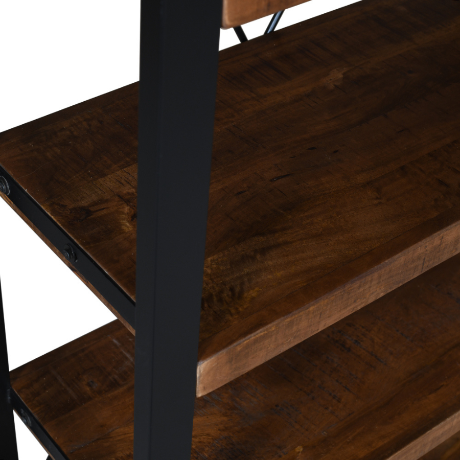 Nova Wooden & Metal Industrial 5 Tier Ladder Bookshelf or Bookcase - Fab Habitat , Bookshelves, 